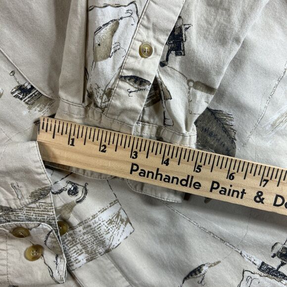 Field & Stream Shirt Mens Large Short Sleeve Fish Fishing Pole Bass Angler Beige - Picture 8 of 10